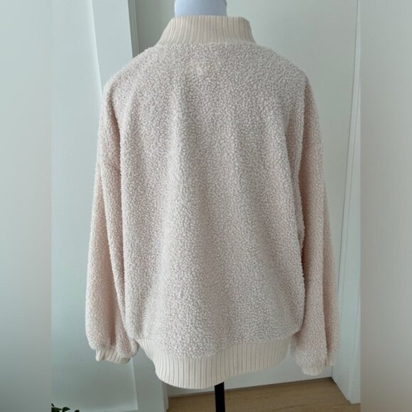 ANTHROPOLOGIE PORRIDGE Cream Brynn Sherpa Pullover Sweater Relax Fit Fuzzy Cozy - Picture 2 of 13